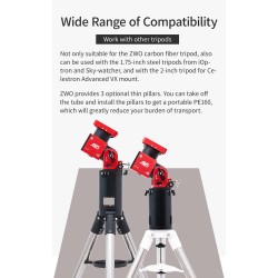 Rallonge de colonne ZWO 200 mm pour montures AM5-N et AM3-N